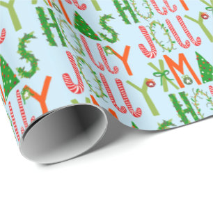 HOLLY JOLLY XMAS Sweet Holiday Christmas Wrapping Paper