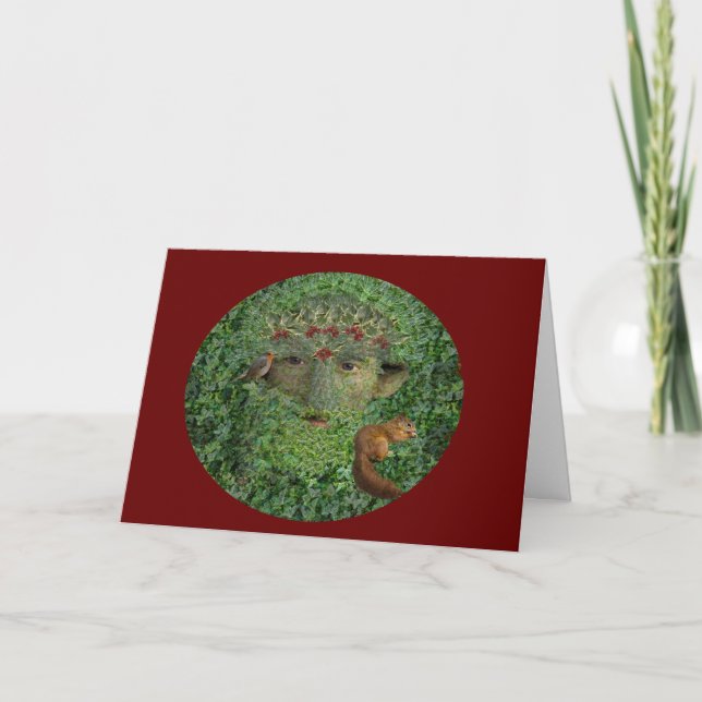 Holly King Greenman Pagan Wiccan Yule Card (Front)