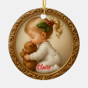Holly-Kissed Snuggle Ceramic Ornament