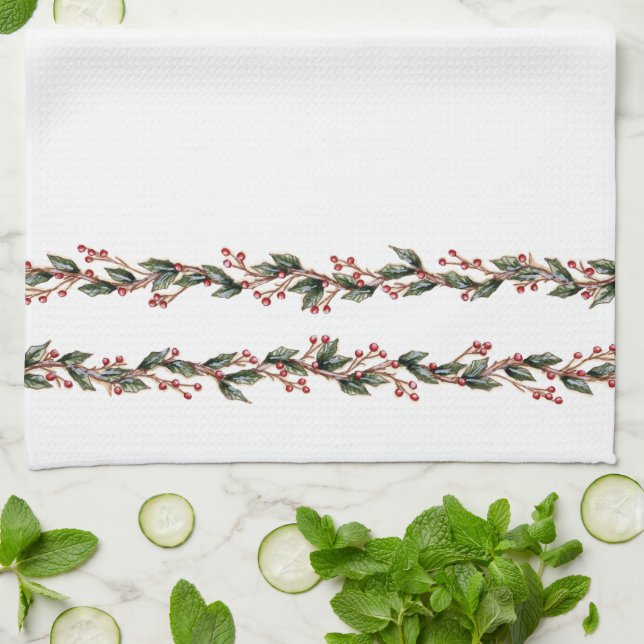 Holly Kitchen Towel (Folded)