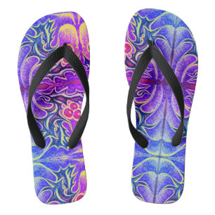Holly Leaf and Berry Colorful Flip Flops