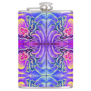 Holly Leaf and Berry Colourful Hip Flask
