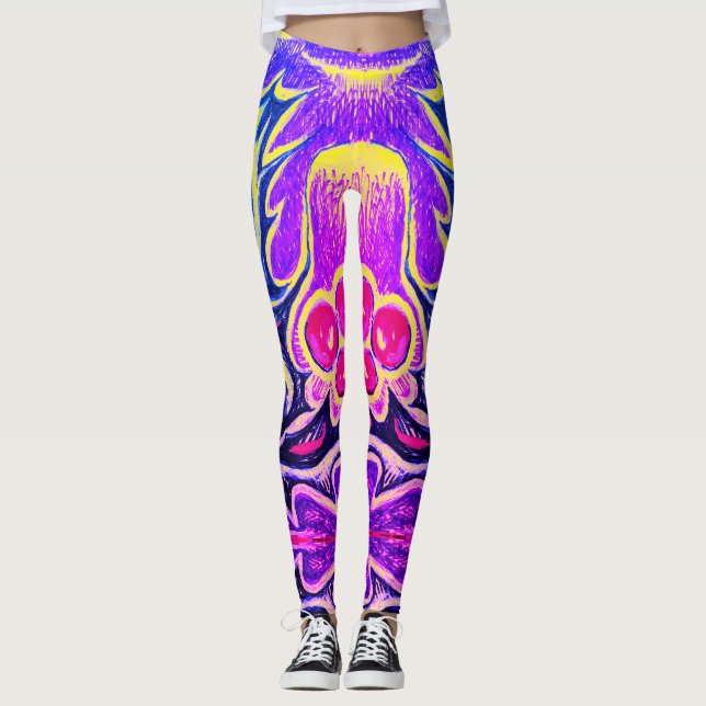Holly Leaf and Berry Colourful Leggings (Front)