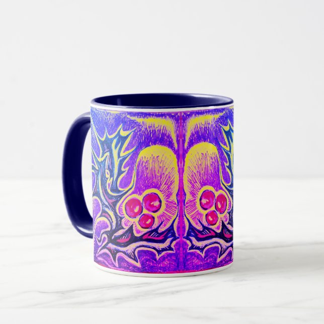 Holly Leaf and Berry Colourful Mug (Front Left)