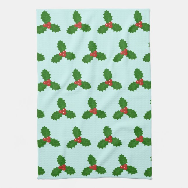 Holly Leaf Kitchen Towel (Vertical)