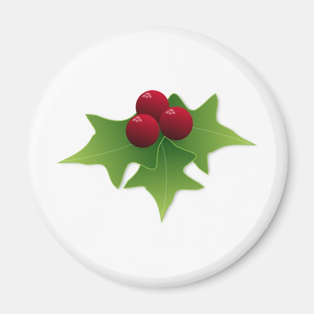Holly Leaf with Berries Magnet (Front)