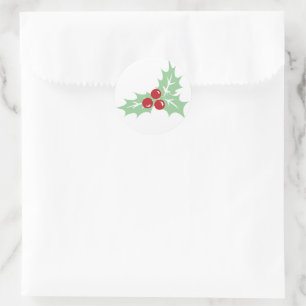 Holly Leaves and Berries Retro Christmas Sticker