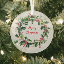Holly leaves and berries wreath