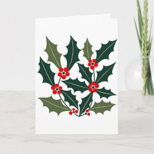 Holly-Leaves And Starry-Style Retro-Modern Backgro Card