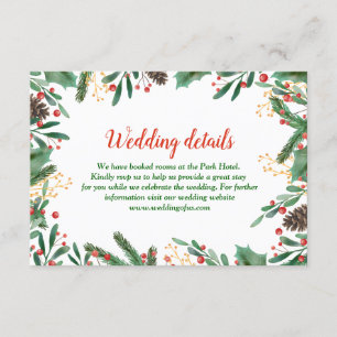 Holly Leaves Berry Christmas Wedding Details Invitation