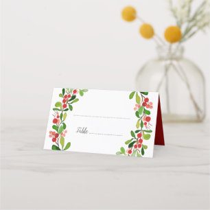 Holly Leaves Berry Christmas    Wedding Place Card