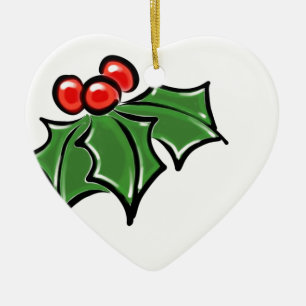Holly leaves ceramic ornament