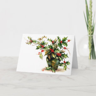 Holly Leaves Greeting/Note Card