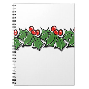Holly Leaves, Holly berries, Christmas wreath Notebook