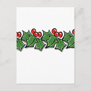 Holly Leaves, Holly berries, Christmas wreath Postcard