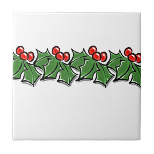Holly Leaves, Holly berries, Christmas wreath  Tile