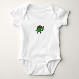 Holly Leaves, Holly berries, fun holiday botanical Baby Bodysuit