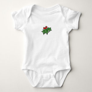 Holly Leaves, Holly berries, fun holiday botanical Baby Bodysuit