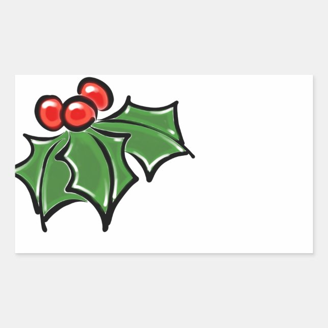 Holly Leaves, Holly berries, fun holiday botanical Sticker (Front)
