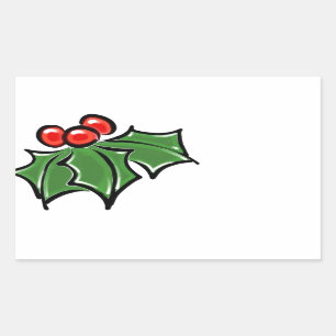 Holly Leaves, Holly berries, fun holiday botanical Sticker