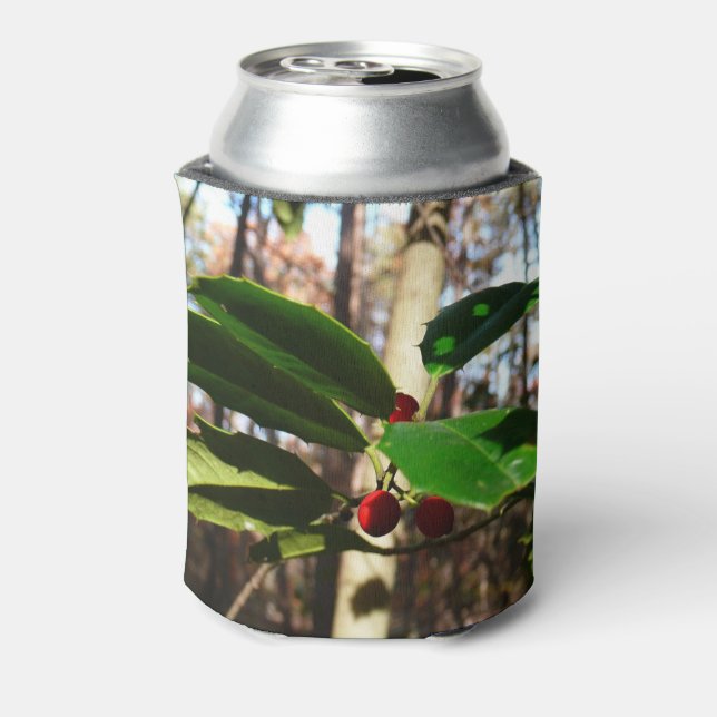 Holly Leaves I Holiday Botanical Can Cooler (Can Back)