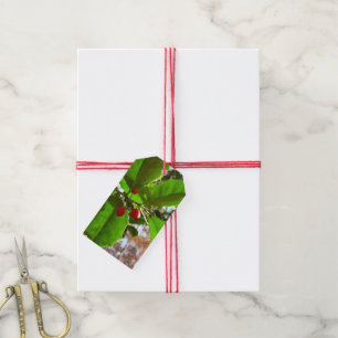 Holly Leaves II Holiday Nature Botanical Gift Tags