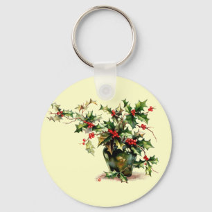 Holly Leaves Keychain