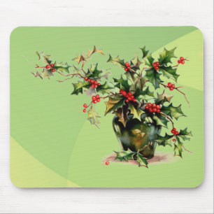 Holly Leaves Mouse Pad