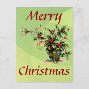 Holly Leaves Postcard