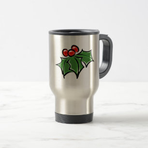 Holly leaves travel mug