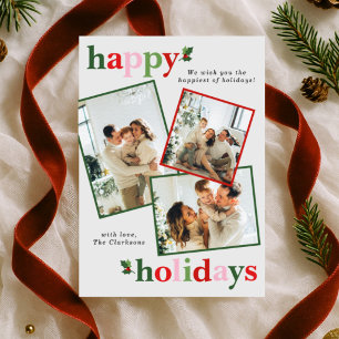 Holly Merry Christmas Bright Fun Family Holiday Card