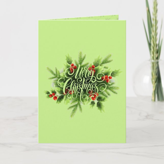 Holly Merry Christmas  Card (Front)