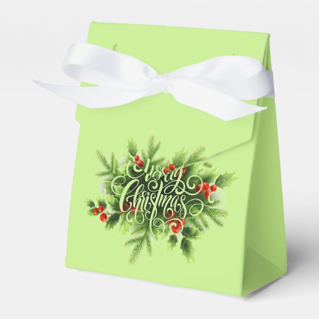 Holly Merry Christmas Favour Box (Front Side)