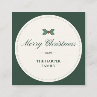 Holly "Merry Christmas From" Family Gift Sticker Enclosure Card