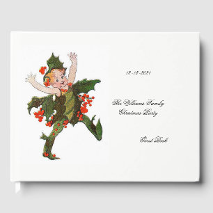 Holly Merry Christmas Party Cute Flower Girl Guest Book
