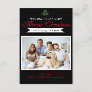 Holly "Merry Christmas" Photo - 3x5 Christmas Card