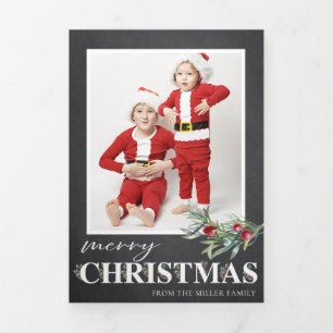 Holly Merry Christmas Trifold Photo Christmas
