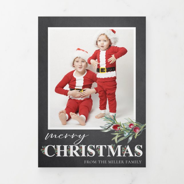 Holly Merry Christmas Trifold Photo Christmas  (Cover)
