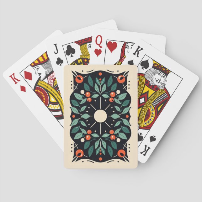 Holly Mistletoe berries Christmas  Playing Cards (Back)