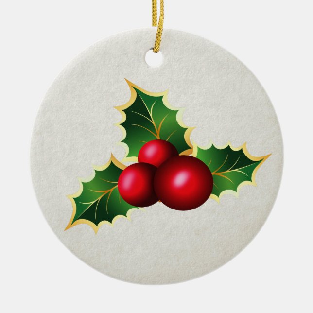 Holly Mistletoe Ornament (Front)