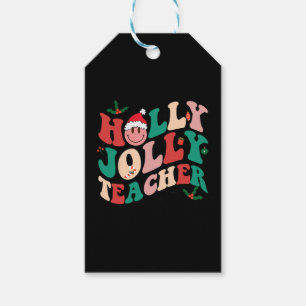 Holly n Jolly Santa Christmas Smiling Teacher Gift Tags