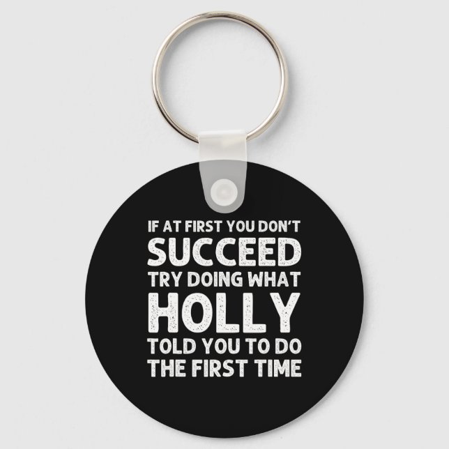 Holly Name Personalized Birthday Funny Christmas J Keychain (Front)
