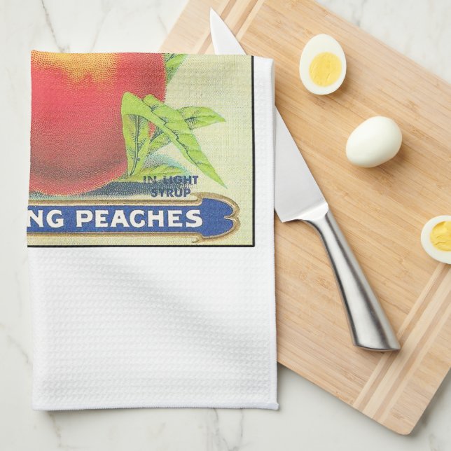 Holly Peaches Vintage Fruit Crate Label Kitchen Towel (Quarter Fold)