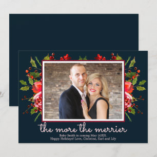 Holly Photo Christmas Pregnancy Announcement Cards