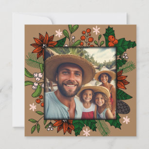 Holly Photo Frame Holiday Card