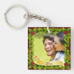 Holly Photo Keepsake Keychain