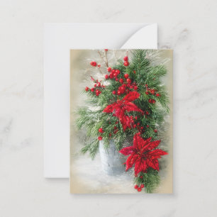 Holly poinsettias and fir budget Christmas Card
