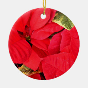 Holly Point Poinsettias Christmas Holiday Floral Ceramic Ornament