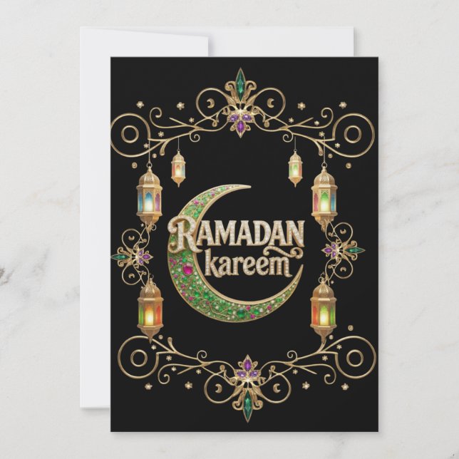 Holly Ramadan black and gold Invitation (Front)