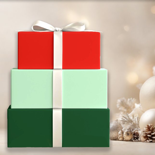Holly Red and Evergreen Winter Solids Wrapping Paper Sheet (Creator Uploaded)